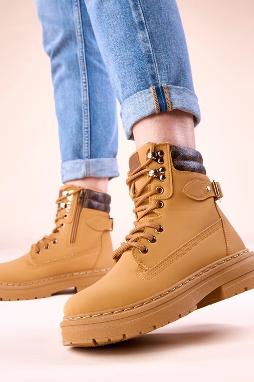 Bottines marron chaudes en simili...