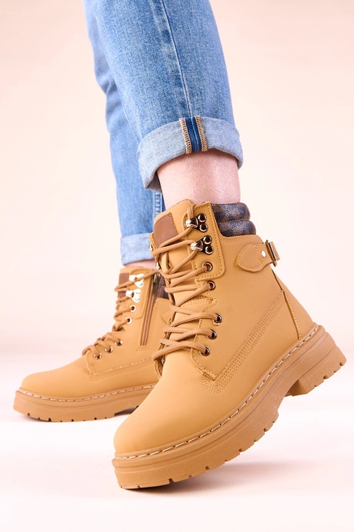 Bottines marron chaudes en simili...