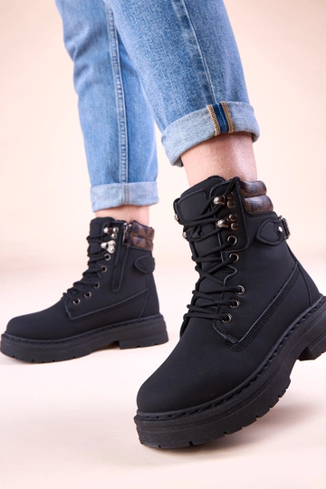 Bottines noires chaudes en simili cuir mat Selio