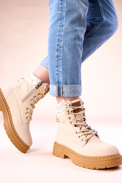 Bottines couleur sable chaudes en...
