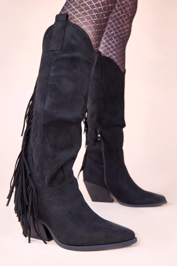Bottes de cowboy noires avec franges Misa 2