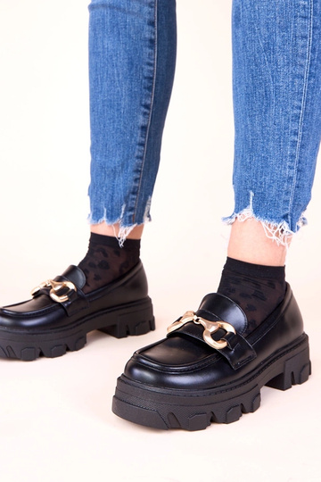 Mocassins noirs avec ornement doré Ruben 2