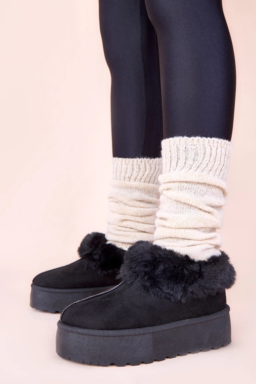 Bottes de neige noires avec fourrure...