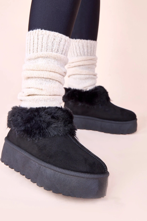 Bottes de neige noires avec fourrure...
