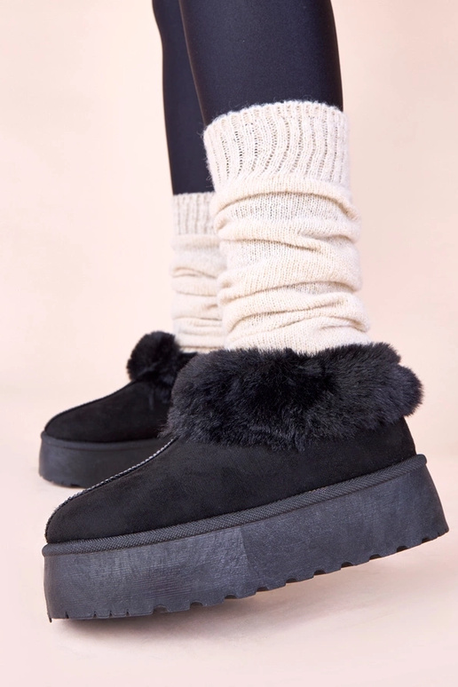 Bottes de neige noires avec fourrure...