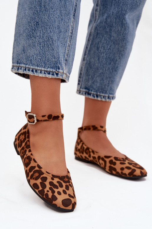 Ballerines Féminin avec des sangles I avec boucles avec des motifs en fourrure de léopard Janelor