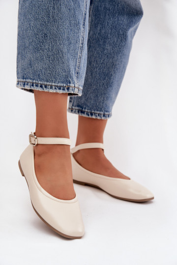 Ballerinas Dames met riemen I met gespen beige Janelor 2
