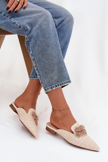 Chaussons pour femmes avec des ornements couleur sable Katrine
