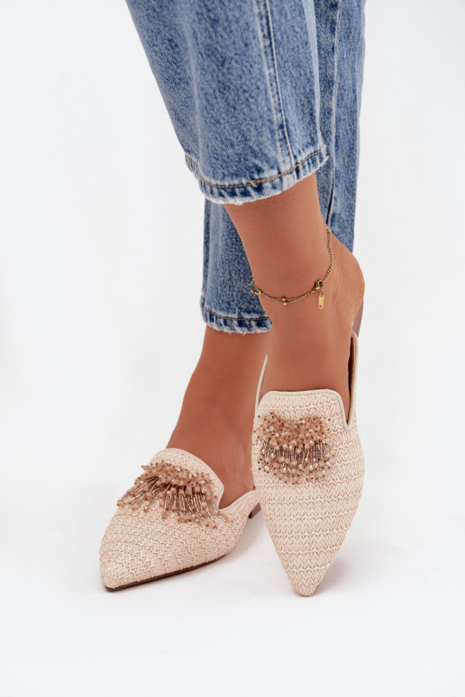 Damenhausschuhe mit Ornamenten Beige Katrine