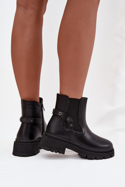 bottes élégantes Au Château Avec des décorationsi Detalami réchauffer couleur noire Verisse