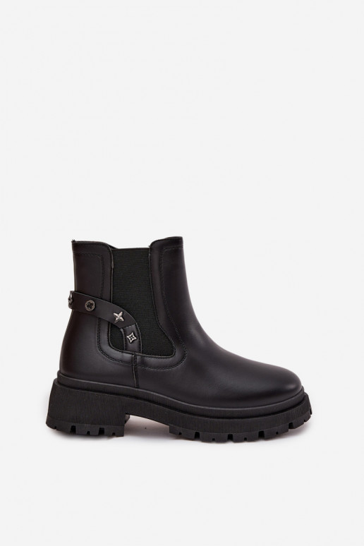 bottes élégantes Au Château Avec des décorationsi Detalami réchauffer couleur noire Verisse