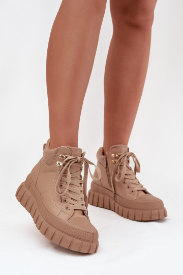 Dames opInarmen Laarzen schoenen met platform bruine kleur Carenna 2