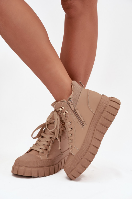 Feminin sich Zuarm laufen Stiefel Schuhe mit einer Plattform braune Farbe Carenna