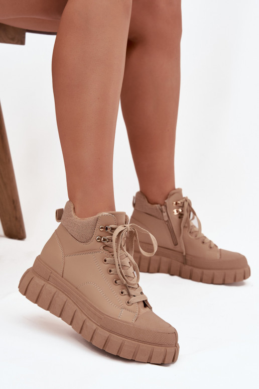 Dames opInarmen Laarzen schoenen met platform bruine kleur Carenna