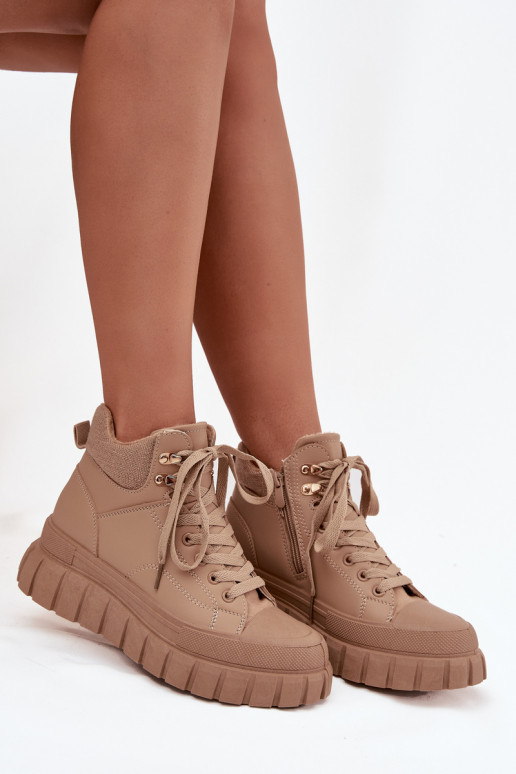 Dames opInarmen Laarzen schoenen met platform bruine kleur Carenna