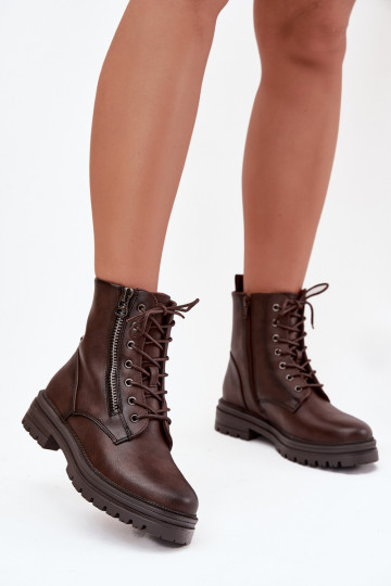 Bottines de travail pour femmes isolées couleur chocolat « Ivonelle » 2
