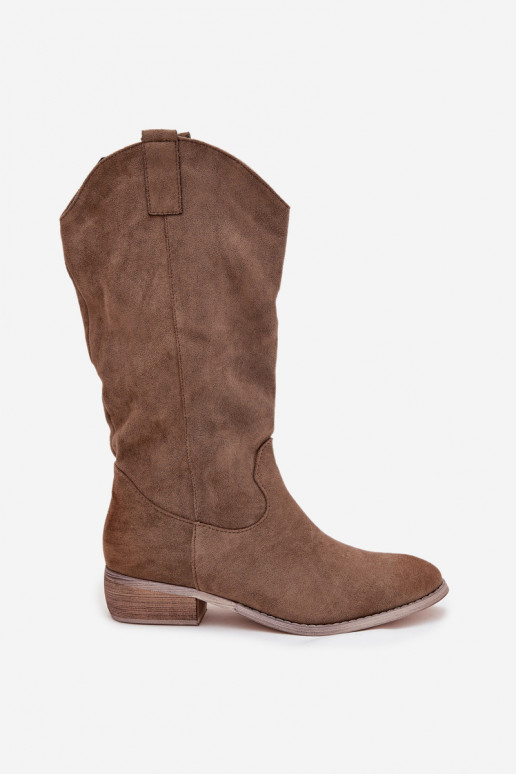 bottes style coÀ-boy Sur un talon basen daim écologiqueu beige Cherrie