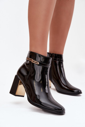 avec effet vernis Bottes avec des talons avec des sangles couleur noire Dorelia 2