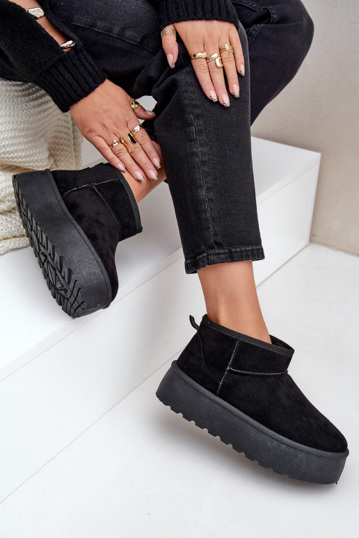 Feminin Schneestiefel mit einer Plattform schZuarze Farbe Ninala