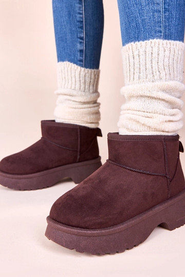 Braune gefütterte Schneestiefel auf Plattform Phoebe