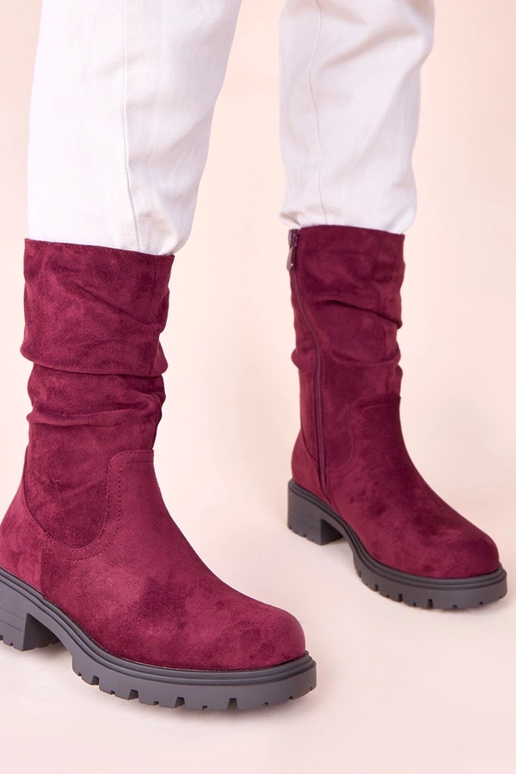 Bottines cerises sur plateforme avec...