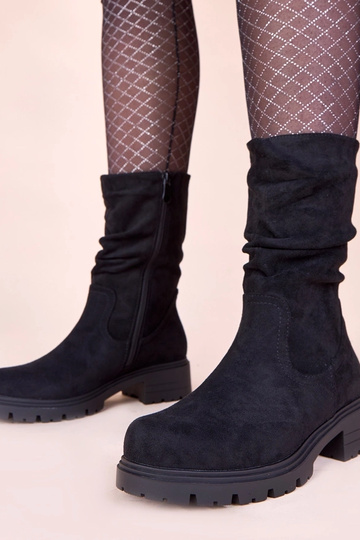 Bottines noires sur plateforme avec plis Malha 2