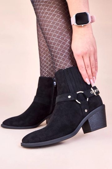 Bottines noires à talon bloc avec boucles décoratives Ritama 2