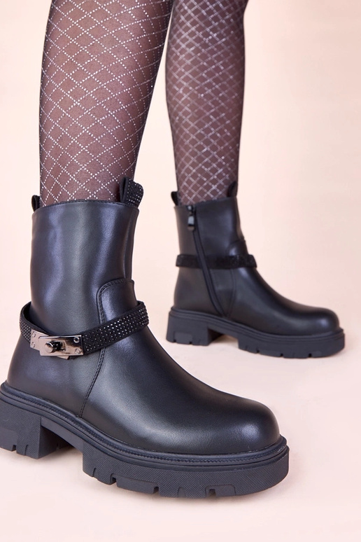 Zwarte laarzen met platform en...