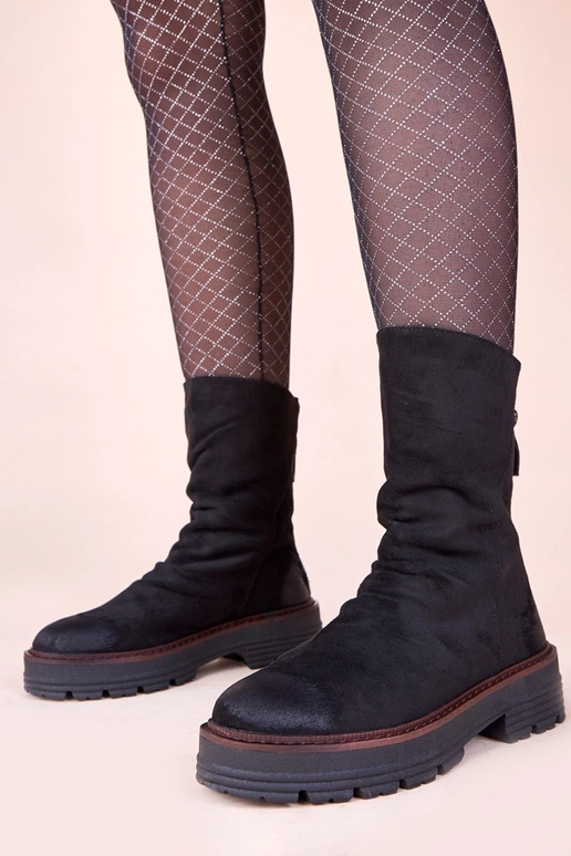 Bottines noires avec avant froncé Arlea
