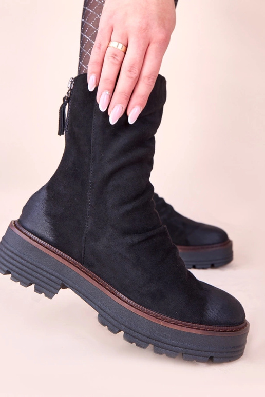 Bottines noires avec avant froncé Arlea