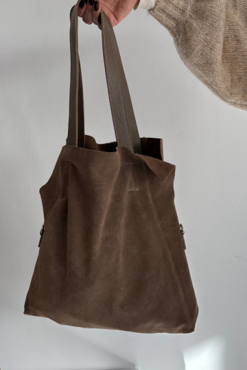 Dunkelbeige Kunstwildledertasche Miraya