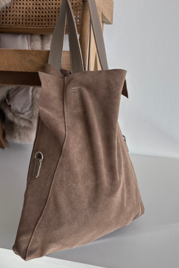 Donkerzandkleurige kunstsuède handtas Miraya 2