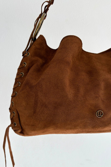Sac en suède artificiel marron avec de jolis lacets Janelis 2