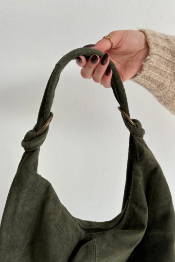 Handtasche aus echtem Wildleder in Dunkelgrün Floriah