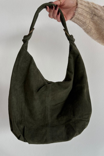 Handtasche aus echtem Wildleder in Dunkelgrün Floriah 2