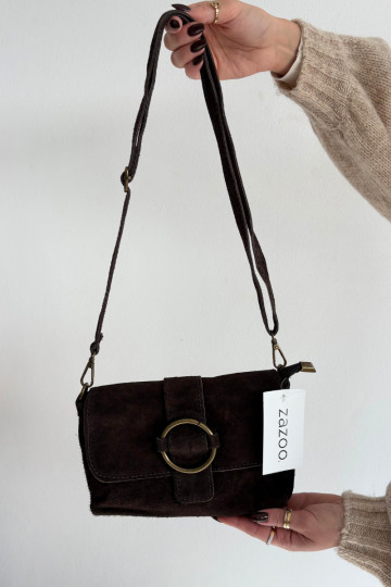 Skórzana en daimoÀa Un petit sac à main CzekoladoÀa Jessel