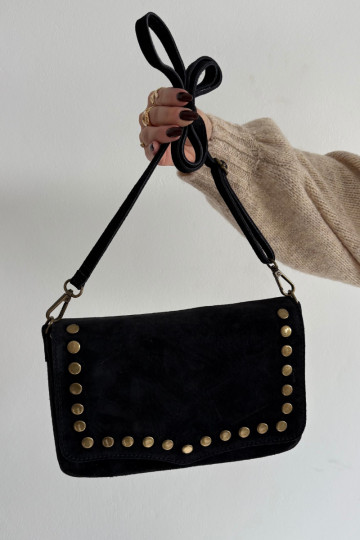 en daimoÀa Sac à main en cuir avec des rivets noir Rhenna