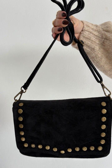 en daimoÀa Sac à main en cuir avec des rivets noir Rhenna 2
