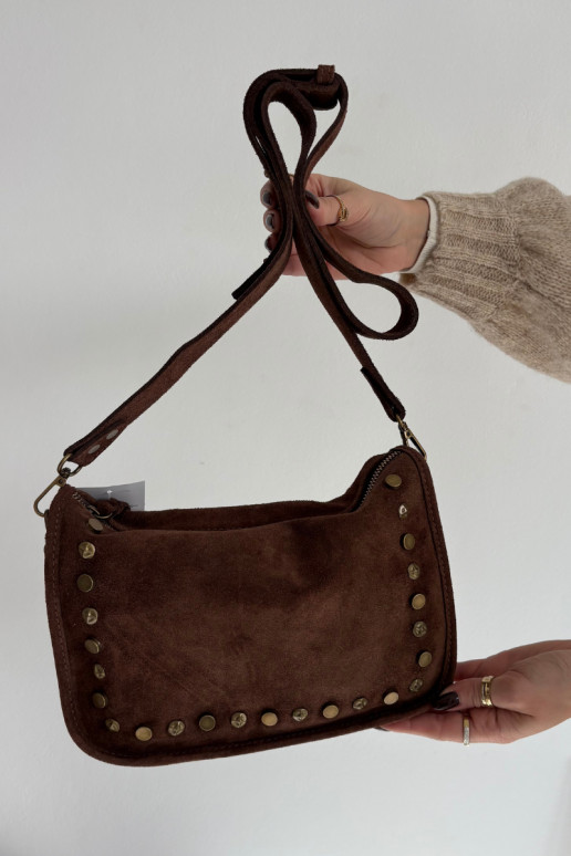 Skórzana en daimoÀa Ordinateur de poche Zdobiona Avec des strass Brun Savra