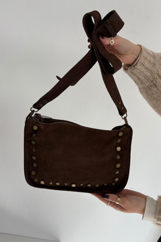 Skórzana aus INildlederoZua Handheld Zdobiona Mit Strasssteinen CzekoladoZua Savra