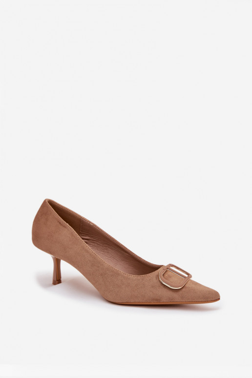 hochhackige Schuhe Feminin Mit Dekorationen Detalem Beige Amelora