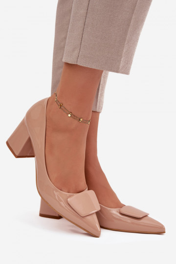 avec effet vernis Chaussures avec des talons avec des ornements Nude Isoline 2