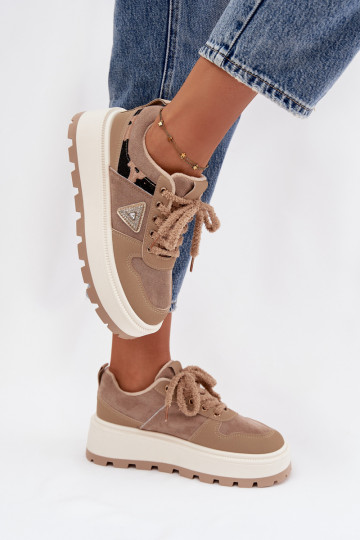 opInarmen Sneakers model schoenen Dames met platform beige Florinda