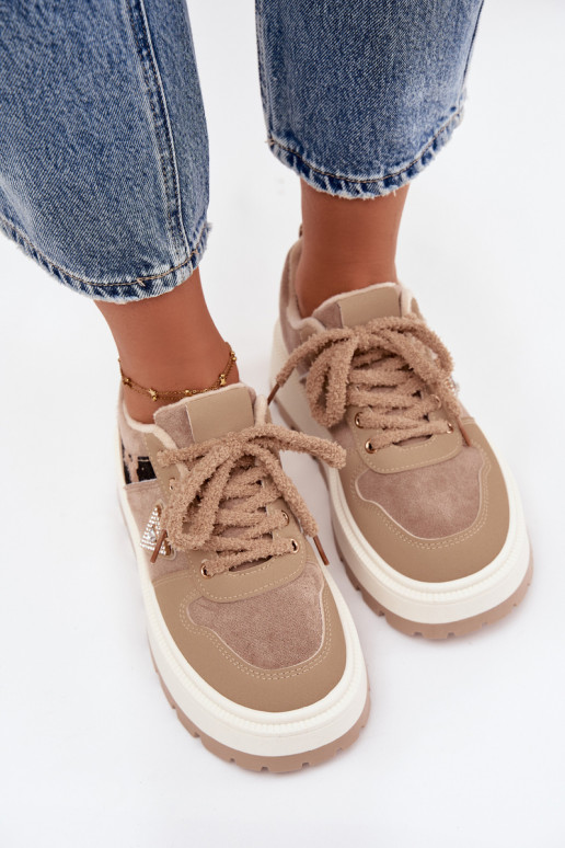 réchauffer Chaussures modèle baskets Féminin avec une plateforme beige Florinda