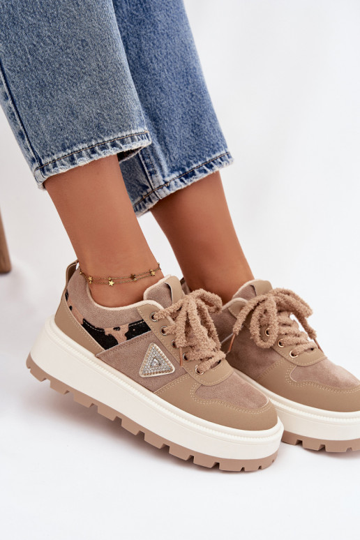 réchauffer Chaussures modèle baskets Féminin avec une plateforme beige Florinda