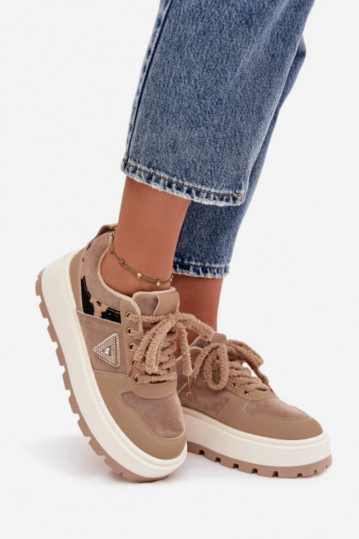 réchauffer Chaussures modèle baskets Féminin avec une plateforme beige Florinda
