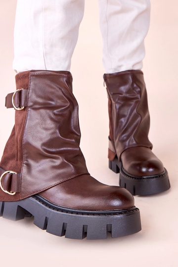 Bottines marron avec plateforme et tige repliée Cenda 2