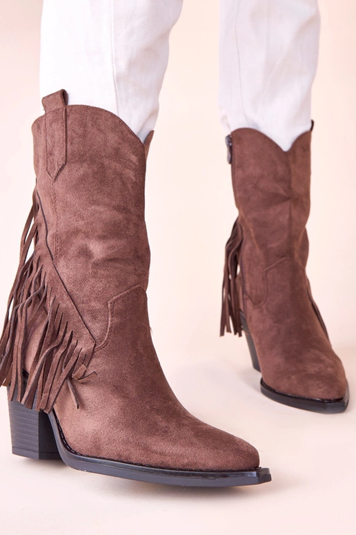 Braune Cowboyschnürstiefel mit...