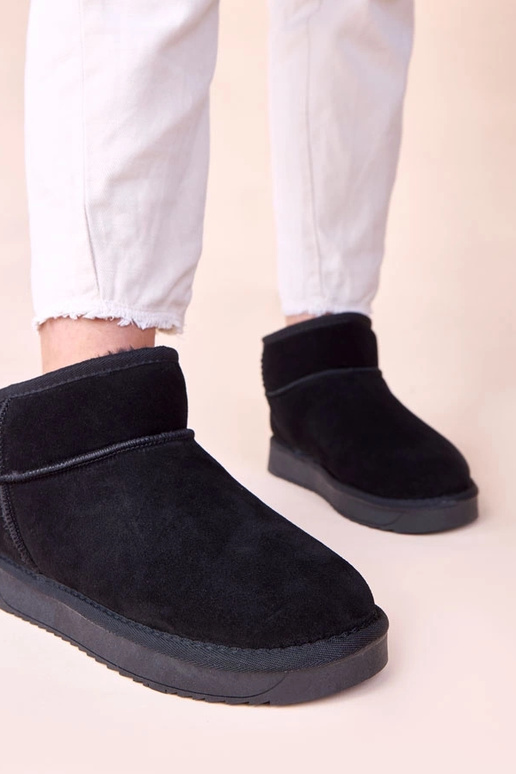 Schwarze Schneestiefel aus echtem...