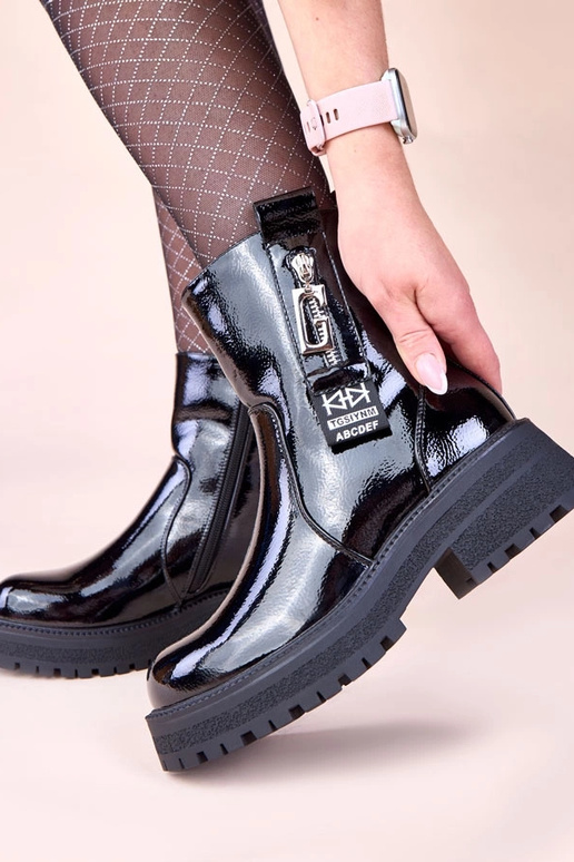 Bottines noires vernis avec fermeture...
